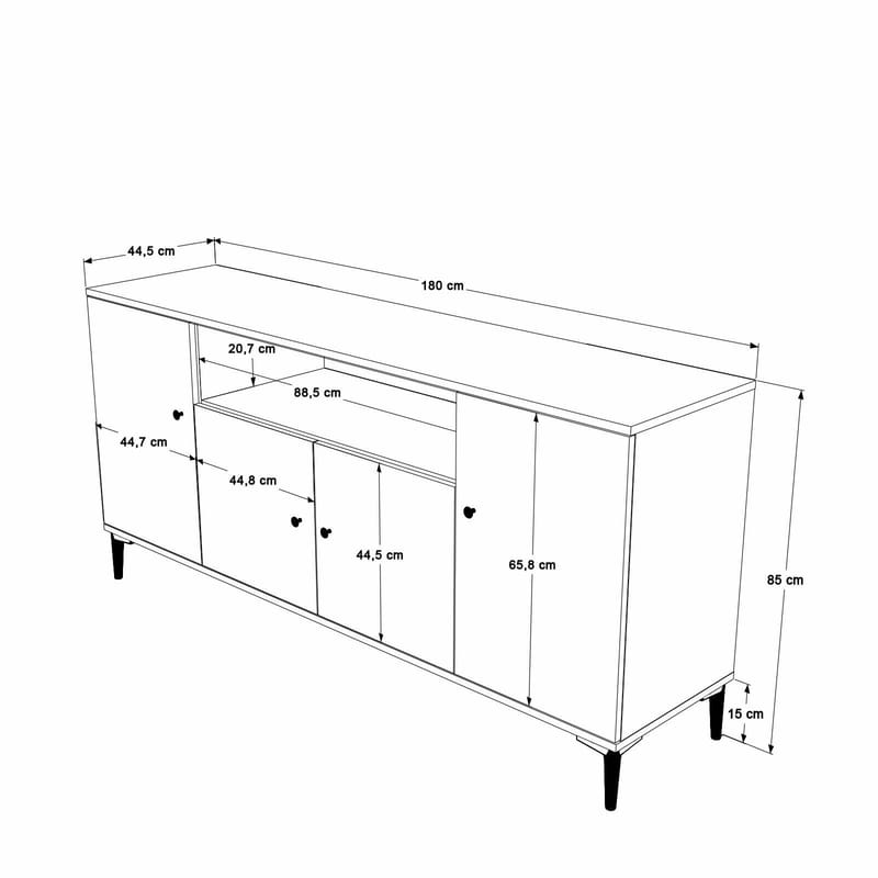 Valren Konsolbord 180x85x44,5 cm - Valnöt - Förvaring - Förvaringsmöbler - Skänkar & sideboards