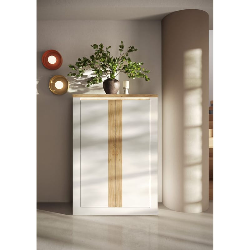 Vandesar Högskåp 160 cm - Natur/Vit - Förvaring - Förvaringsmöbler - Byrå