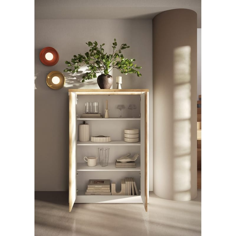 Vandesar Högskåp 160 cm - Natur/Vit - Förvaring - Förvaringsmöbler - Byrå