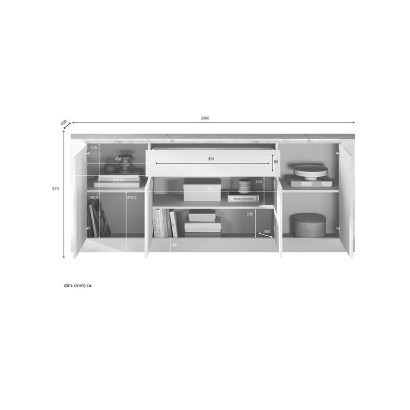 Vandesar Skänk 207 cm - Natur/Vit - Förvaring - Förvaringsmöbler - Skänkar & sideboards