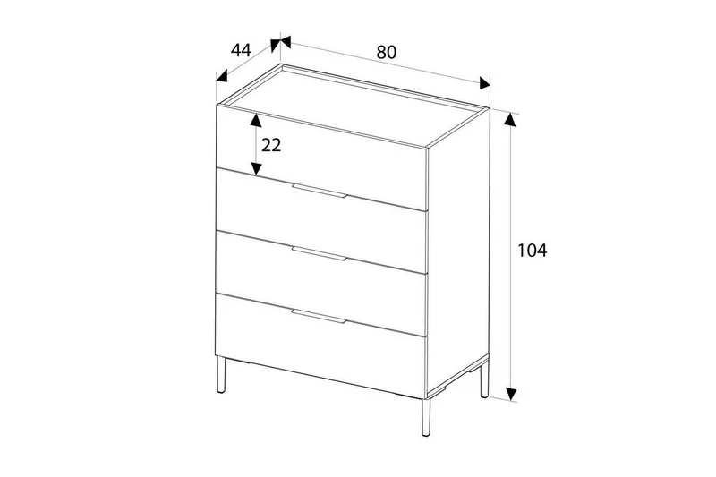 Vanlig byrå utan överskåp Byrå Matul Vit Vit - Förvaring - Förvaringsmöbler - Byrå