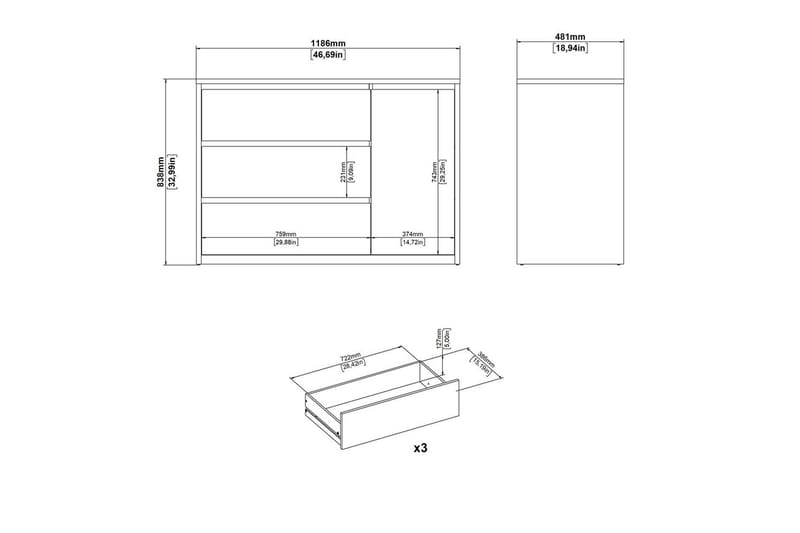 Varun Skänk 119x48 cm - Vit/Natur - Förvaring - Förvaringsmöbler - Skänkar & sideboards