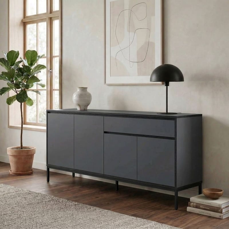 Velar Konsol 180x80x40 cm - Antracit/Wood Black/Svart - Förvaring - Förvaringsmöbler - Skänkar & sideboards