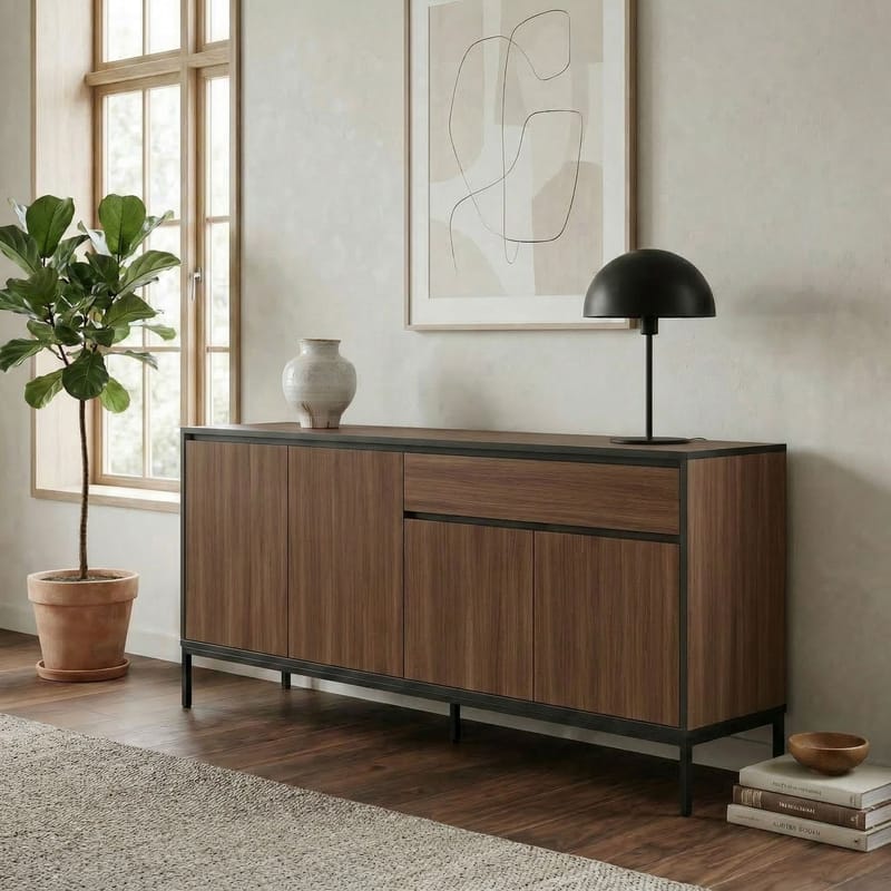 Velar Konsol 180x80x40 cm - Milano Walnut, Wood Black, Black - Förvaring - Förvaringsmöbler - Skänkar & sideboards