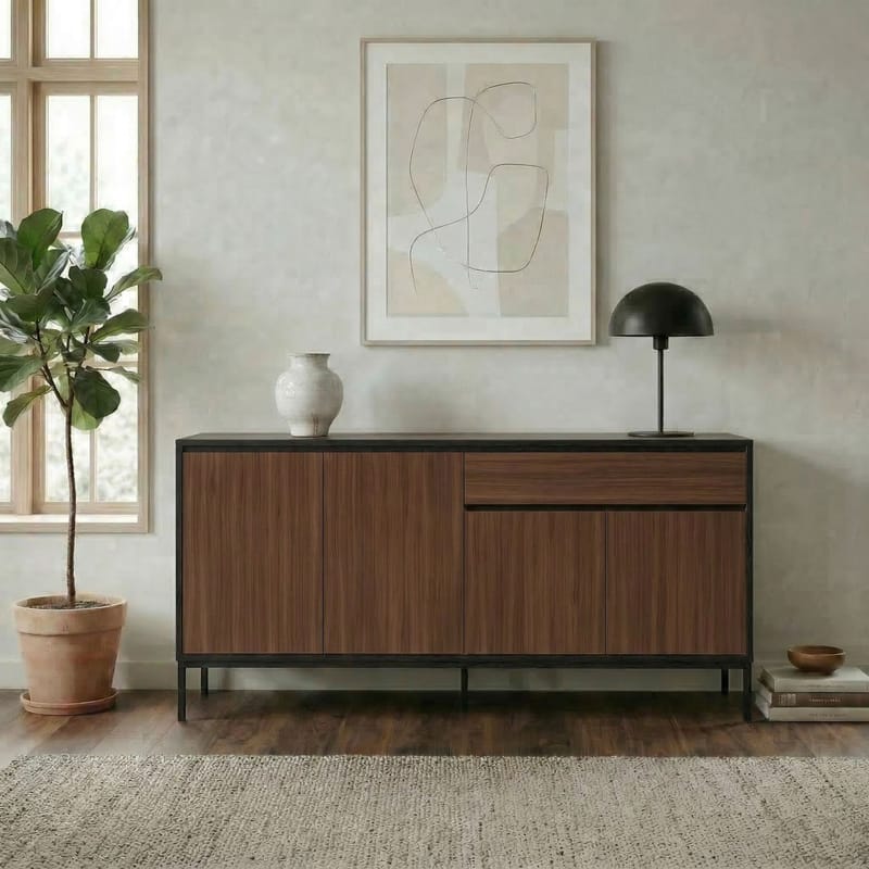 Velar Konsol 180x80x40 cm - Milano Walnut, Wood Black, Black - Förvaring - Förvaringsmöbler - Skänkar & sideboards