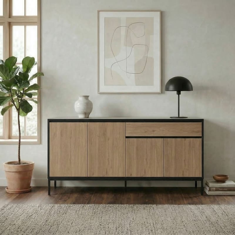 Velar Konsol 180x80x40 cm - Naturlig ek, Wood Black, svart - Förvaring - Förvaringsmöbler - Skänkar & sideboards