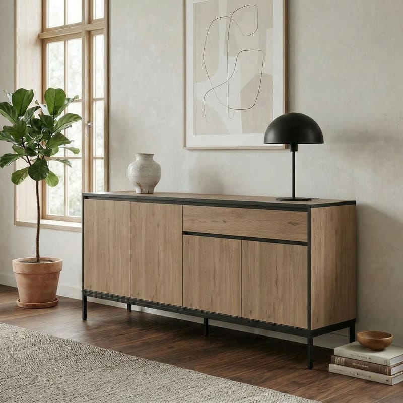 Velar Konsol 180x80x40 cm - Naturlig ek, Wood Black, svart - Förvaring - Förvaringsmöbler - Skänkar & sideboards
