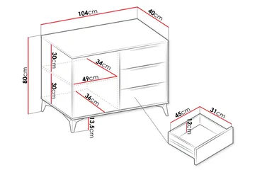 Vemdalen Skänk 104x40 cm - Vit - Förvaring - Förvaringsmöbler - Skänkar & sideboards