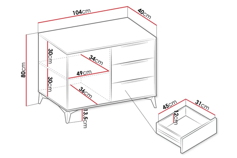 Vemdalen Skänk 104x40 cm - Vit - Förvaring - Förvaringsmöbler - Skänkar & sideboards