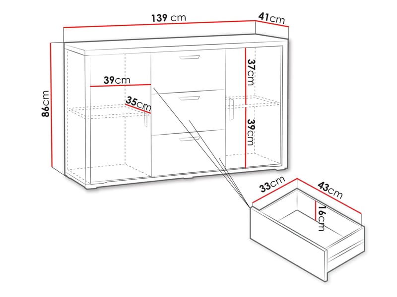 Veyricus Skänk 139 cm - Förvaring - Förvaringsmöbler - Skänkar & sideboards