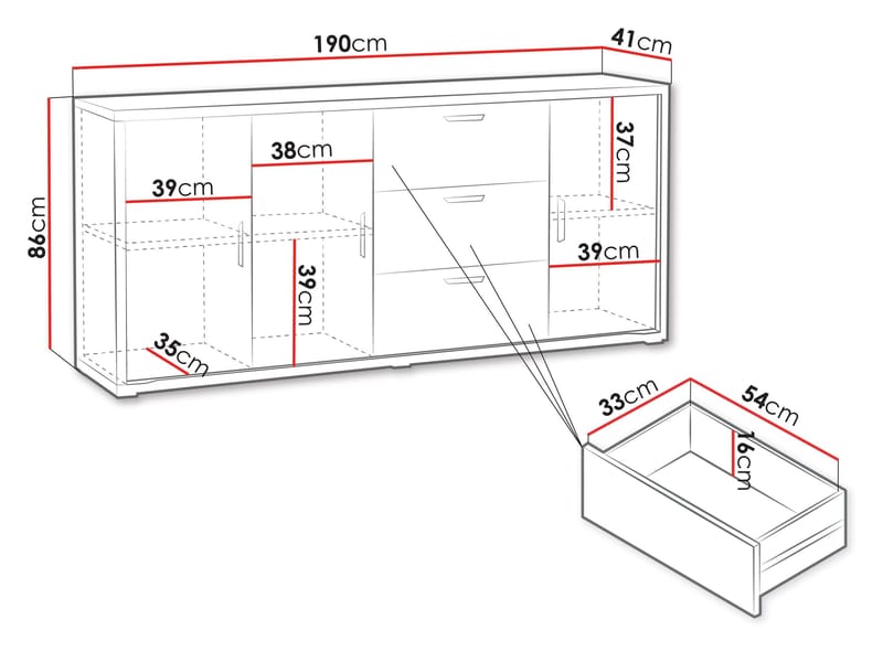 Veyricus Skänk 190 cm - Förvaring - Förvaringsmöbler - Skänkar & sideboards