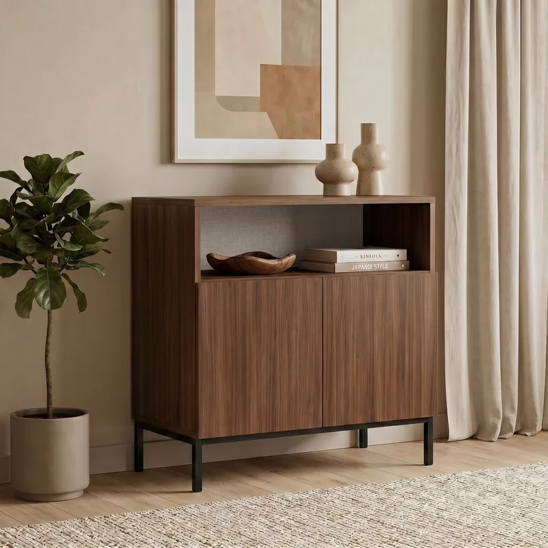 Vindor Sideboard 80x80x40 cm - Milano Walnut och svart - F örvaring - Förvaringsmöbler - Skänkar & sideboards