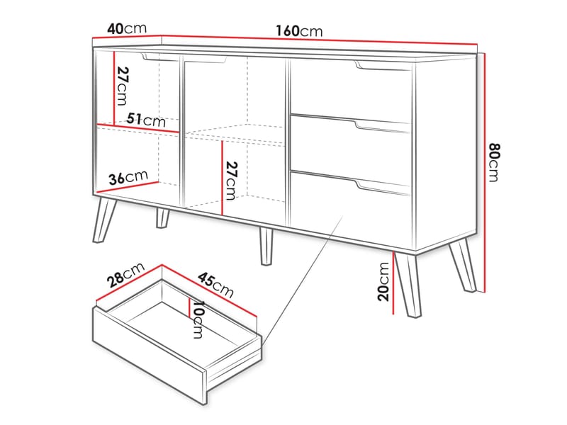 Virello Skänk 160 cm - beige - Förvaring - Förvaringsmöbler - Skänkar & sideboards