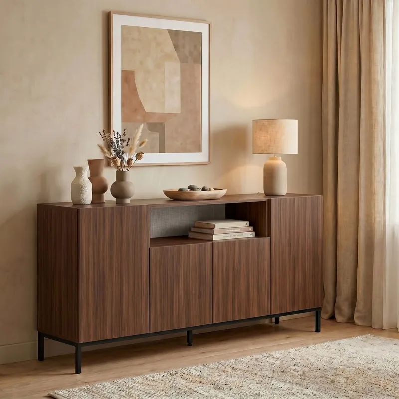 Yldran Konsolbord 160x80x40 cm - Milano Walnut och svart - Förvaring - Förvaringsmöbler - Skänkar & sideboards
