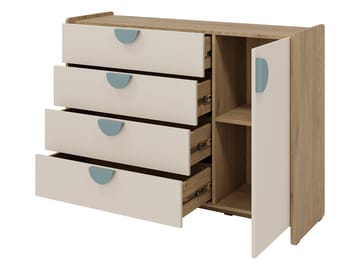 Zarek Byrå 124 cm - Brun, blå och beige - Förvaring - Förvaringsmöbler - Byrå