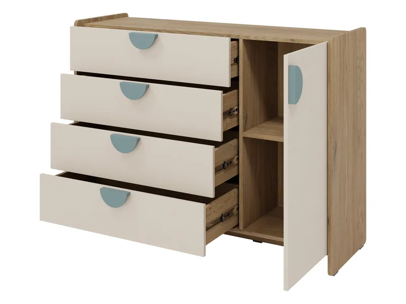 Zarek Byrå 124 cm - Brun, blå och beige - Förvaring - Förvaringsmöbler - Byrå