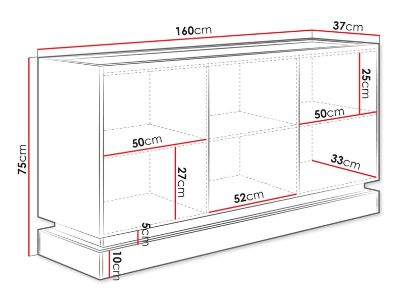 Zelric Skänk 160x37 cm - Beige - Förvaring - Förvaringsmöbler - Skänkar & sideboards