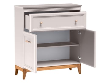 Zeylor Sideboard 92 cm - beige med ben i naturek och guld-kopparfärgade handtag - Förvaring - Förvaringsmöbler - Skänkar & sideboards