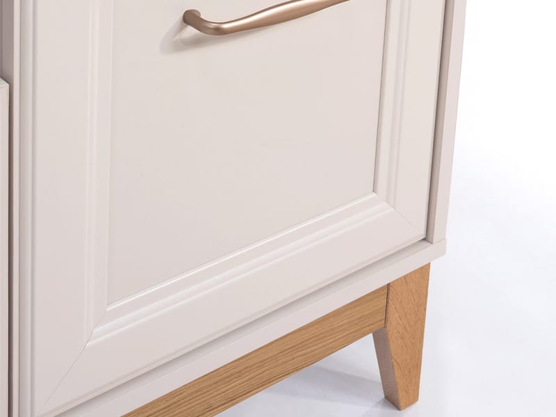 Zeylor Sideboard 92 cm - beige med ben i naturek och guld-kopparfärgade handtag - Förvaring - Förvaringsmöbler - Skänkar & sideboards