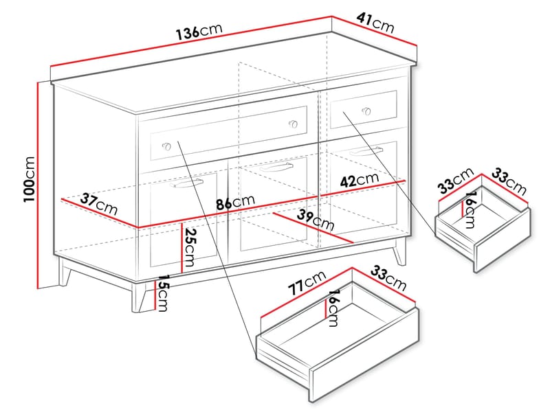 Zeylor Skänk 136 cm - Förvaring - Förvaringsmöbler - Byrå