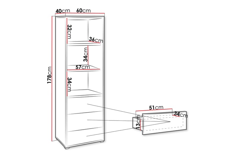 Agawal Bokhylla 60 cm - Beige - Förvaring - Hyllor - Bokhylla
