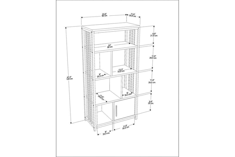Arven Bokhylla 60 cm - Vit/Antracit - Förvaring - Hyllor - Bokhylla