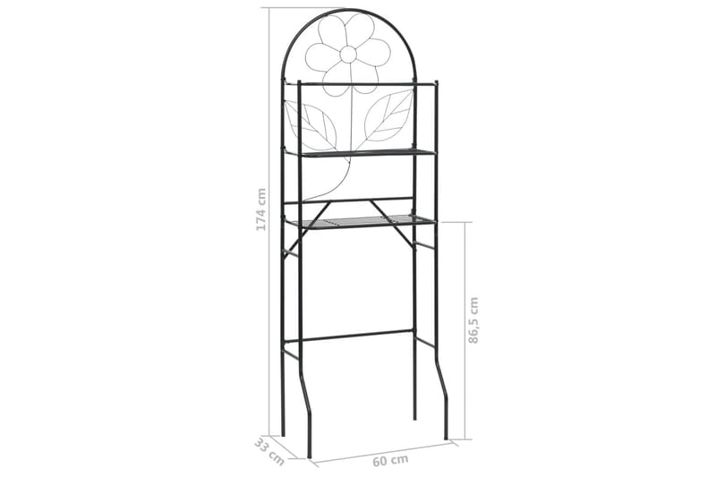 Badrumshylla 60x33x174 cm svart - Svart - Badrumshylla