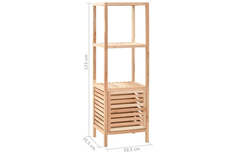 Badrumshylla med skåp massiv valnöt 39,5x35,5x123 cm - Beige - Förvaring - Hyllor - Badrumshylla