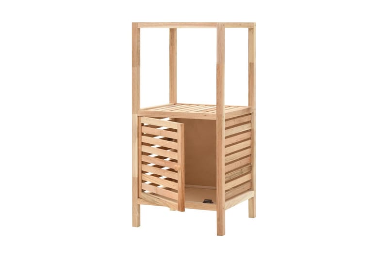 Badrumshylla med skåp massiv valnöt 39,5x35,5x86 cm - Beige - Förvaring - Hyllor - Badrumshylla