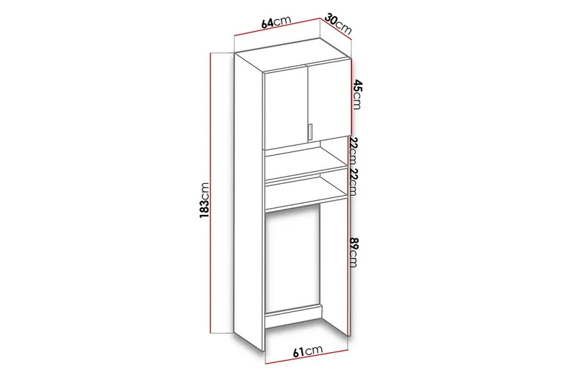 Badrumsskåp 30x65 cm - Grå/Vit - Förvaring - Badrumsförvaring & tvättstuga inredning