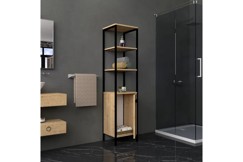 Dasaki Badrumsförvaring 162x38 cm 4 Hyllor - Blå/Antracit - Förvaring - Hyllor - Badrumshylla