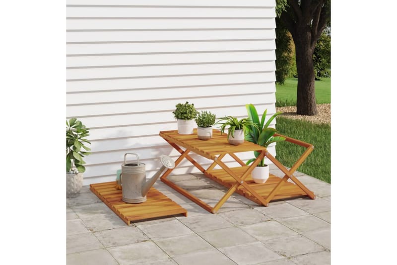 beBasic Hopfällbar hylla 3 hyllplan 70x31x63 cm massivt akaciaträ - Förvaring - Hyllor - Hyllsystem