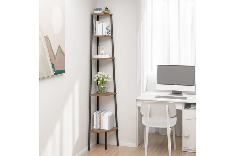 beBasic Hörnhylla 5 hyllplan mörkbrun och svart 45,5x31,5x180 cm - Förvaring - Hyllor - Hörnhylla