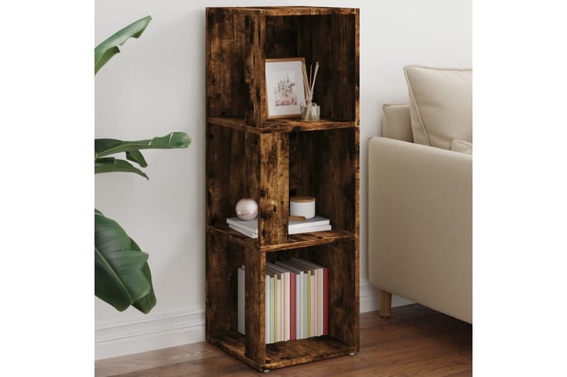 beBasic Hörnhylla rökfärgad ek 33x33x100 cm konstruerat trä - Förvaring - Hyllor - Hörnhylla