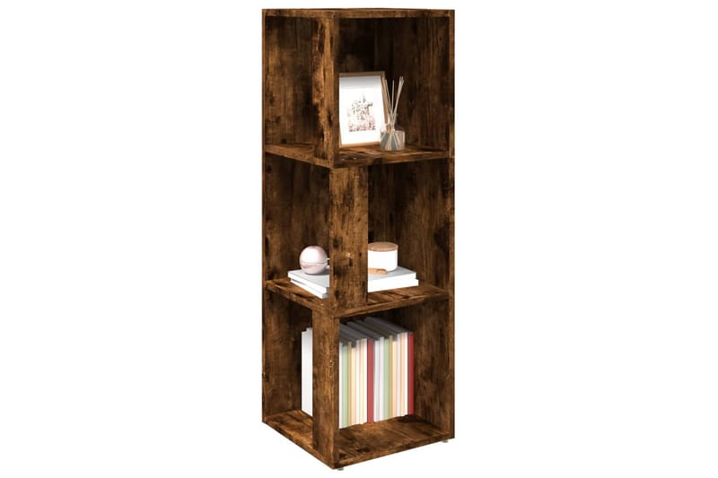 beBasic Hörnhylla rökfärgad ek 33x33x100 cm konstruerat trä - Förvaring - Hyllor - Hörnhylla