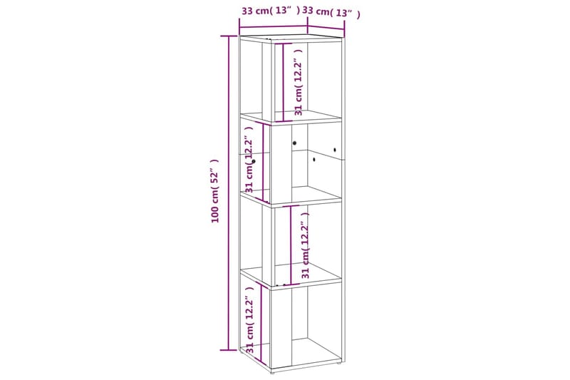 beBasic Hörnhylla rökfärgad ek 33x33x132 cm konstruerat trä - Förvaring - Hyllor - Hörnhylla
