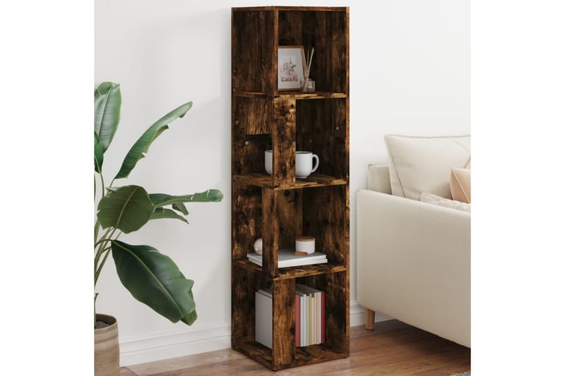 beBasic Hörnhylla rökfärgad ek 33x33x132 cm konstruerat trä - Förvaring - Hyllor - Hörnhylla