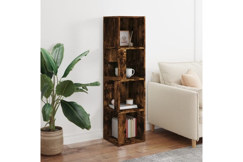 beBasic Hörnhylla rökfärgad ek 33x33x132 cm konstruerat trä - Förvaring - Hyllor - Hörnhylla