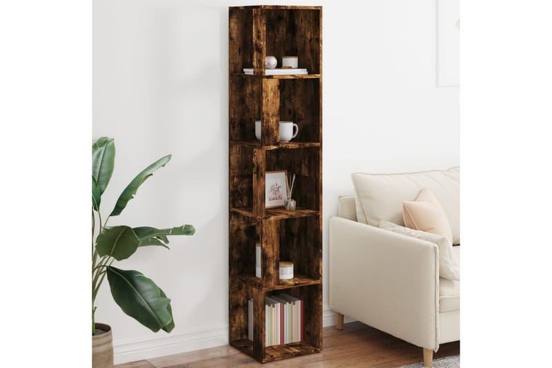 beBasic Hörnhylla rökfärgad ek 33x33x164,5 cm konstruerat trä - Förvaring - Hyllor - Hörnhylla