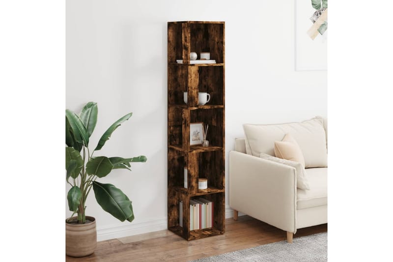 beBasic Hörnhylla rökfärgad ek 33x33x164,5 cm konstruerat trä - Förvaring - Hyllor - Hörnhylla