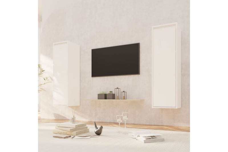 beBasic Väggskåp 2 st 30x30x100 cm massiv furu vit - Förvaring - Hyllor - Vägghylla