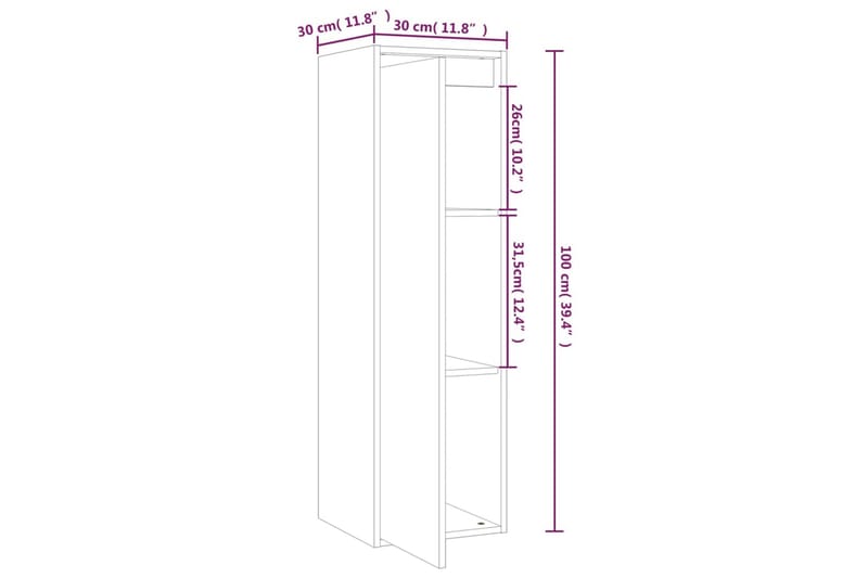 beBasic Väggskåp 30x30x100 cm massiv furu honungbrun - Vägghylla - Kökshylla