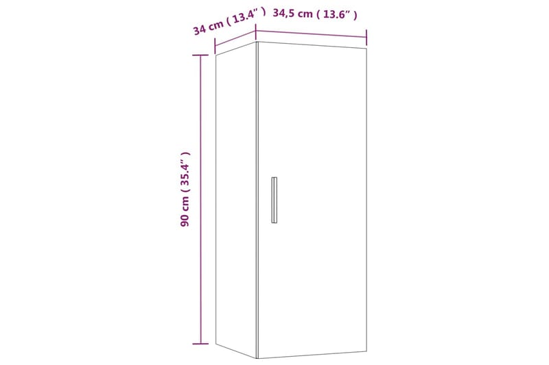 beBasic Väggskåp rökfärgad ek 34,5x34x90 cm konstruerat trä - Vägghylla - Kökshylla