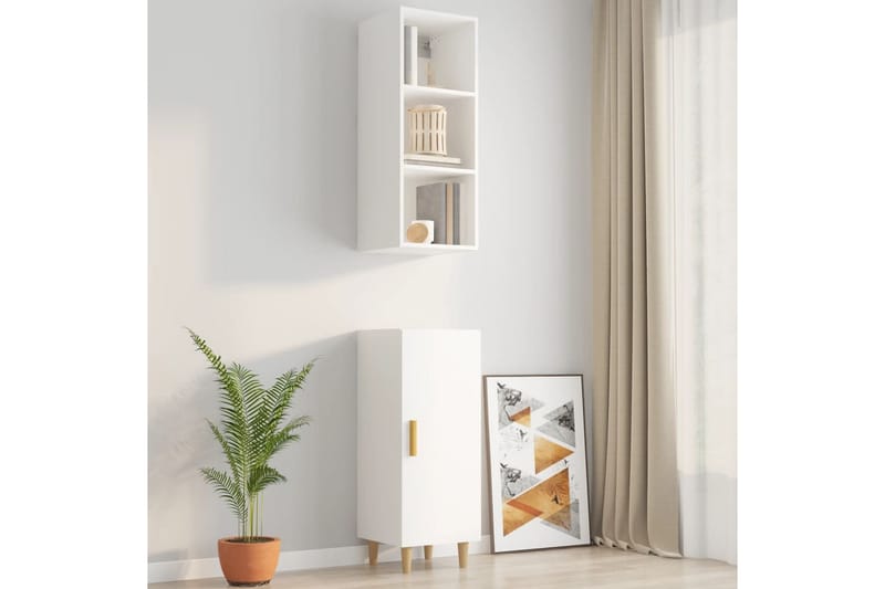 beBasic Väggskåp vit högglans 34,5x32,5x90 cm konstruerat trä - Förvaring - Köksförvaring - Kökshylla