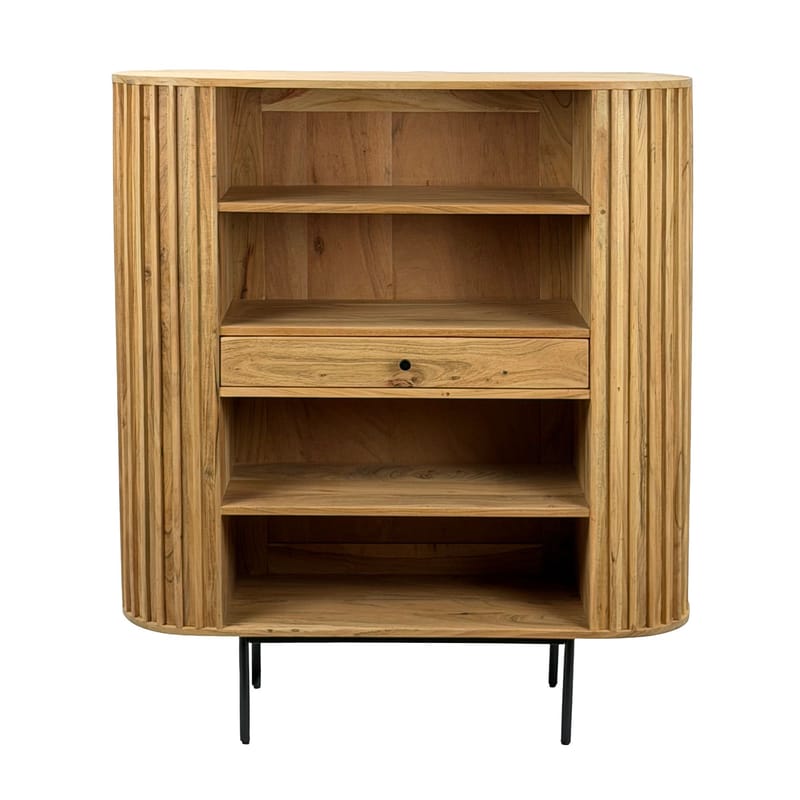 Belilo Bokhylla 105 cm Ribbdesign - naturligt varm honungsbrun och svart - Förvaring - Hyllor - Bokhylla