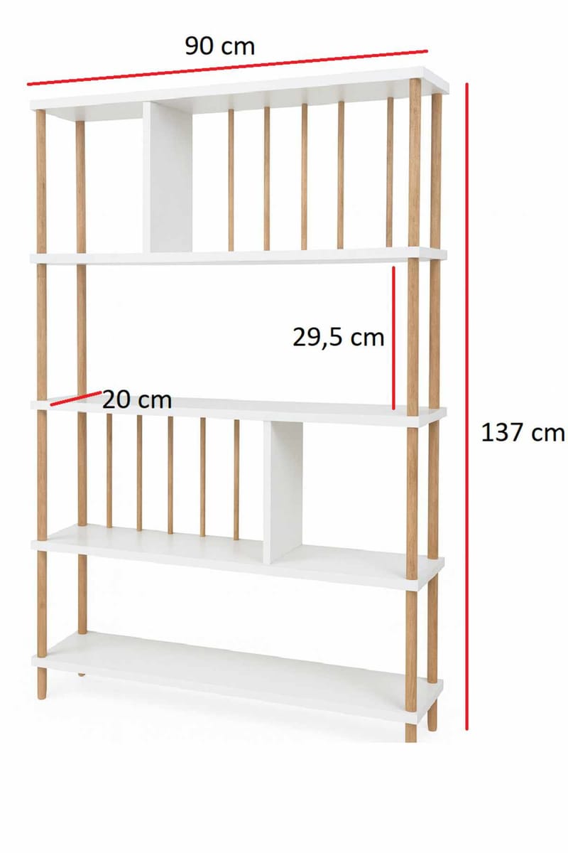 Belvo Bokhylla 90x137x20 cm - Vit - Förvaring - Hyllor - Bokhylla