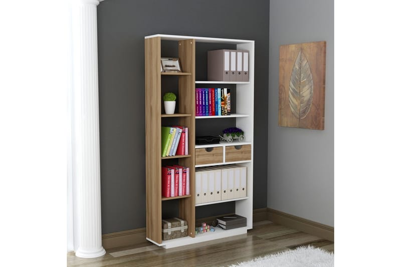Ackerman Bokhylla 80 cm - Vit|Valnöt - Förvaring - Hyllor - Bokhylla