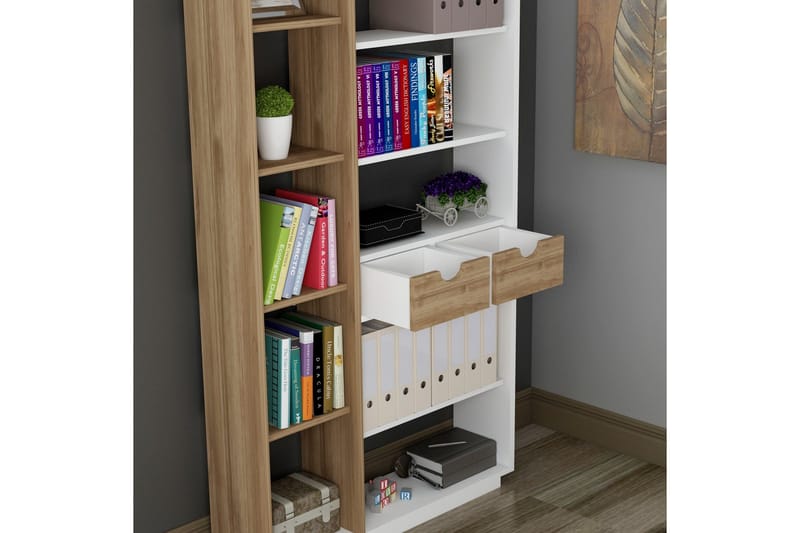Ackerman Bokhylla 80 cm - Vit|Valnöt - Förvaring - Hyllor - Bokhylla