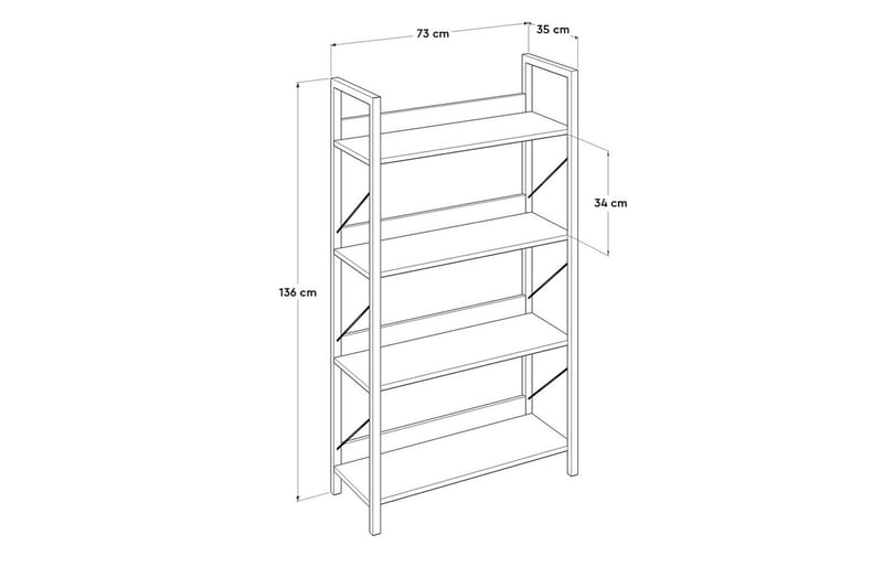 Ajkati Bokhylla 73x35 cm Brun - Hanah Home - Förvaring - Hyllor - Hyllplan & hyllkonsoler