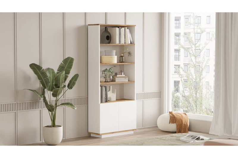 Anari Bokhylla 77,5 cm i Ek - Vit - Förvaring - Hyllor - Bokhylla